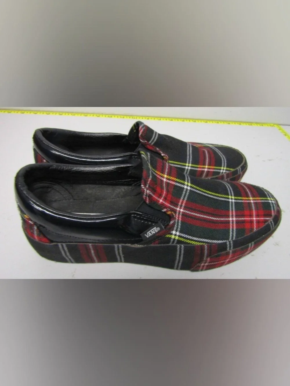 Vans Classic Slip-On Platform Patent Plaid Size M8 W9.5 Used Exc